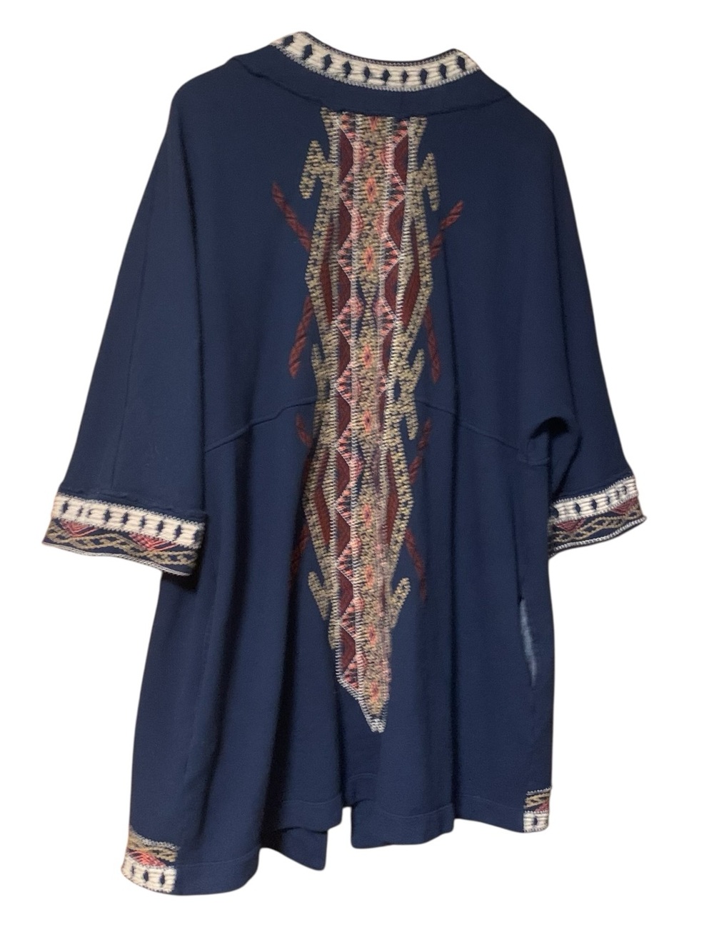 Johnny Was Open Cardigan L Embroidered Blue Boho Festival Aztec Southwest 3/4 - Picture 2 of 12